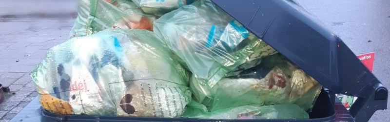 Billede. Overfyldt affalds beholder